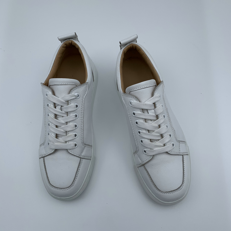 Custom Casual Mens White Leather Trainers - China Shoe Manufacturer ...