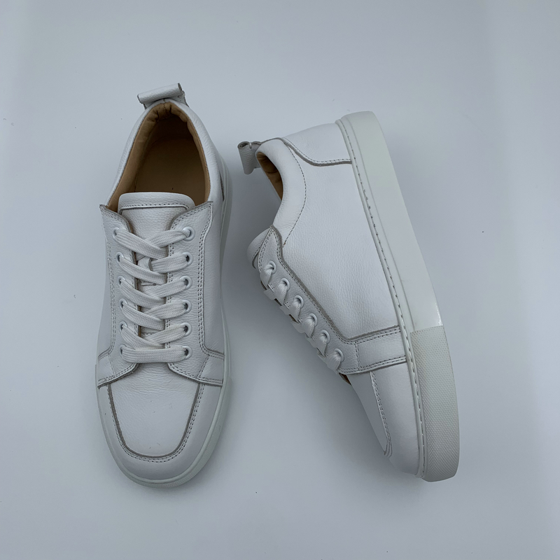 Custom Casual Mens White Leather Trainers image 4