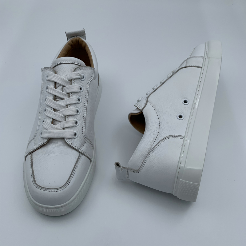 Custom Casual Mens White Leather Trainers image 5