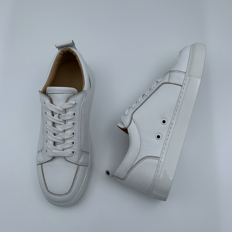 Custom Casual Mens White Leather Trainers image 6