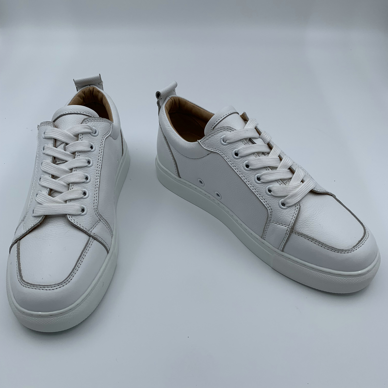 Custom Casual Mens White Leather Trainers - China Shoe Manufacturer ...