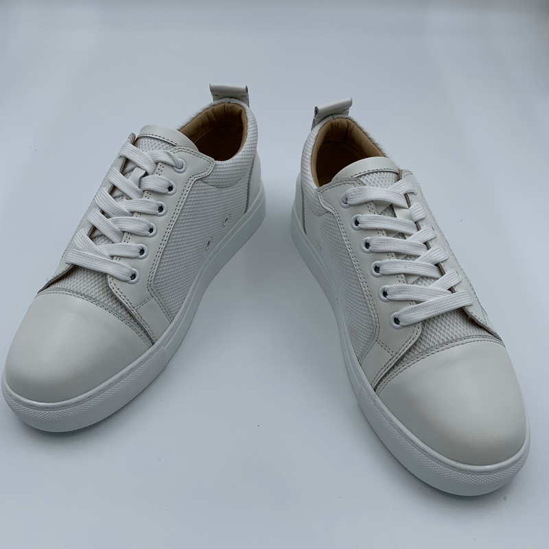 White Leather Mesh Panel Trainers image 3