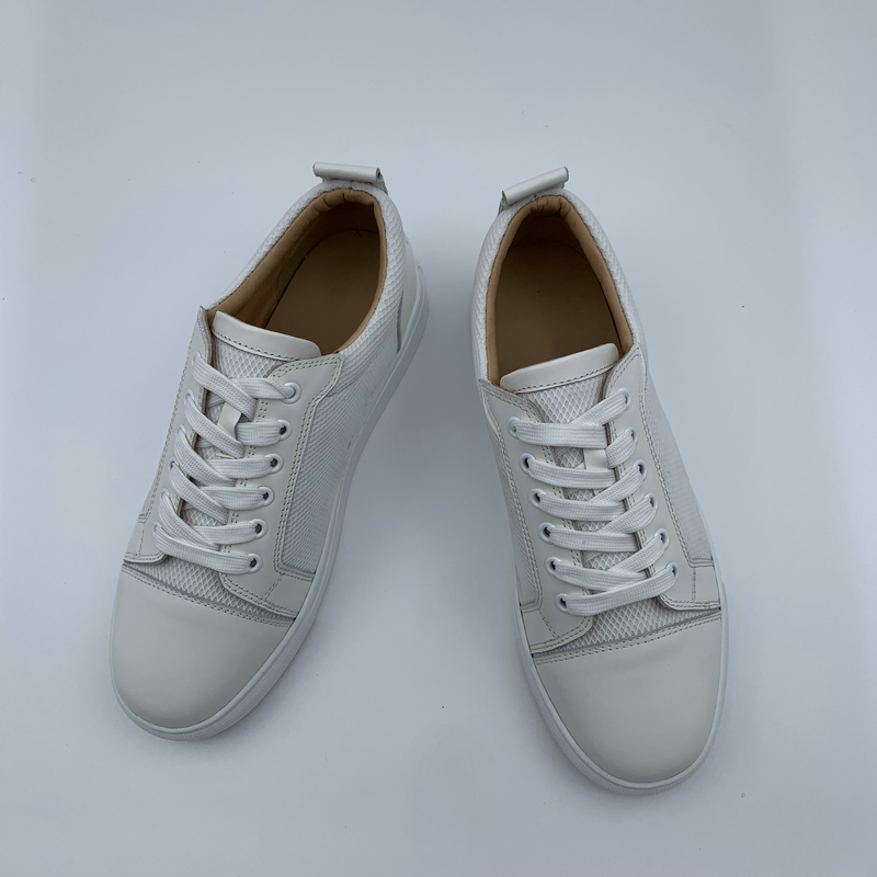 White Leather Mesh Panel Trainers image 4