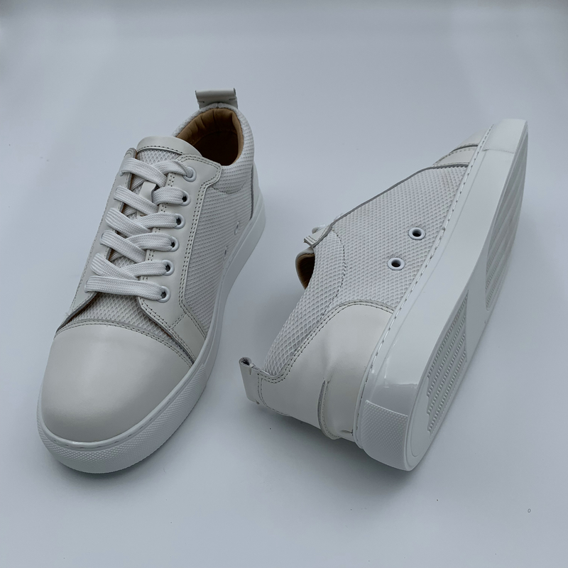 White Leather Mesh Panel Trainers image 6