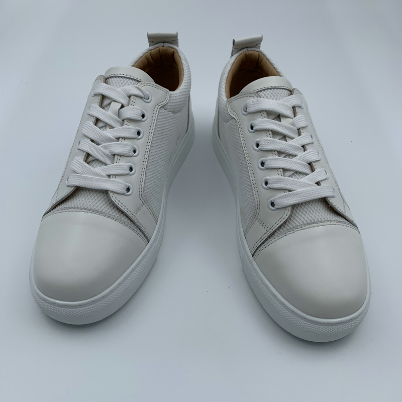 White Leather Mesh Panel Trainers image 7