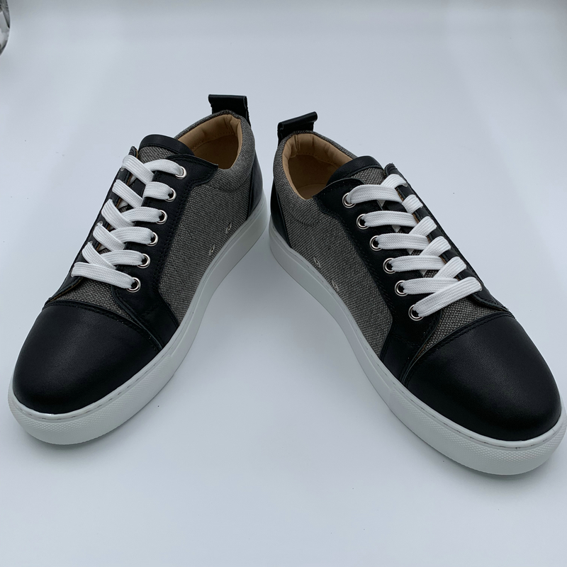 Black Leather Fabric Trainers image 6
