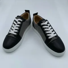 Black Leather Fabric Trainers image 5