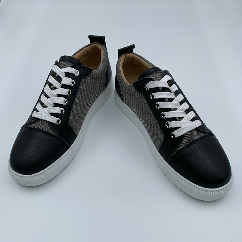 Black Leather Fabric Trainers image 5