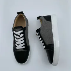 Black Leather Fabric Trainers image 4