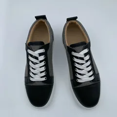 Black Leather Fabric Trainers image 2