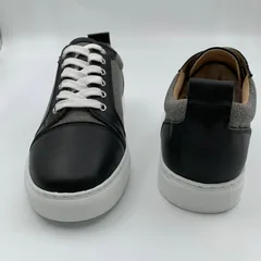 Black Leather Fabric Trainers image 8