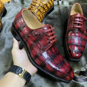 Goodyear Welted Alligator Leather Derby Men Formal Shoes