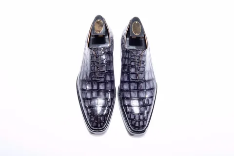 Men’s Low Top Oxford Crocodile Leather Lace Up Shoes BMBAS12012