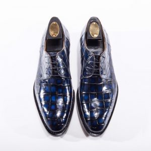 Blue Genuine Crocodile Derby Shoes