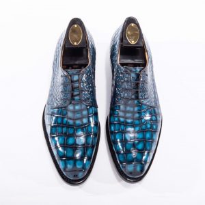 Men's Dress Derby Shoes Crocodile Skin