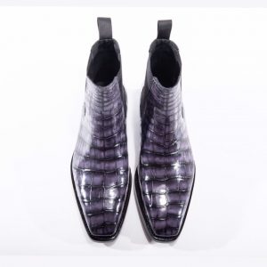 Men's Crocodile Pointy Toe Pull On Ankle Booties