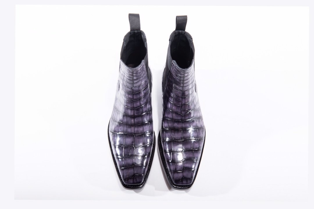 Men’s Crocodile Pointy Toe Pull On Ankle Booties BMPAS12024