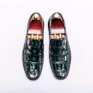Mens Retro Crocodile Skin Print Loafers BMGAS12034