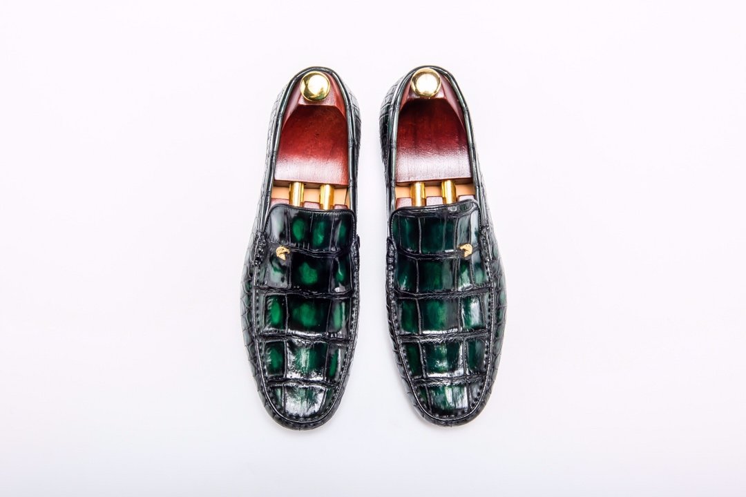 Mens Retro Crocodile Skin Print Loafers BMGAS12034