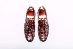 Men’s Dress Loafers Tassel Crocodile Leather Slip-on Shoes BMBAS12036 image 1