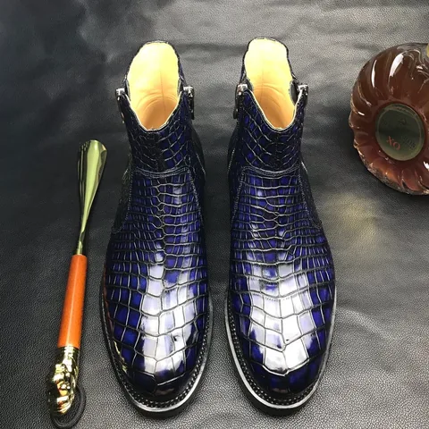 Genuine Crocodile Side Zipper Boots BMBAS12046