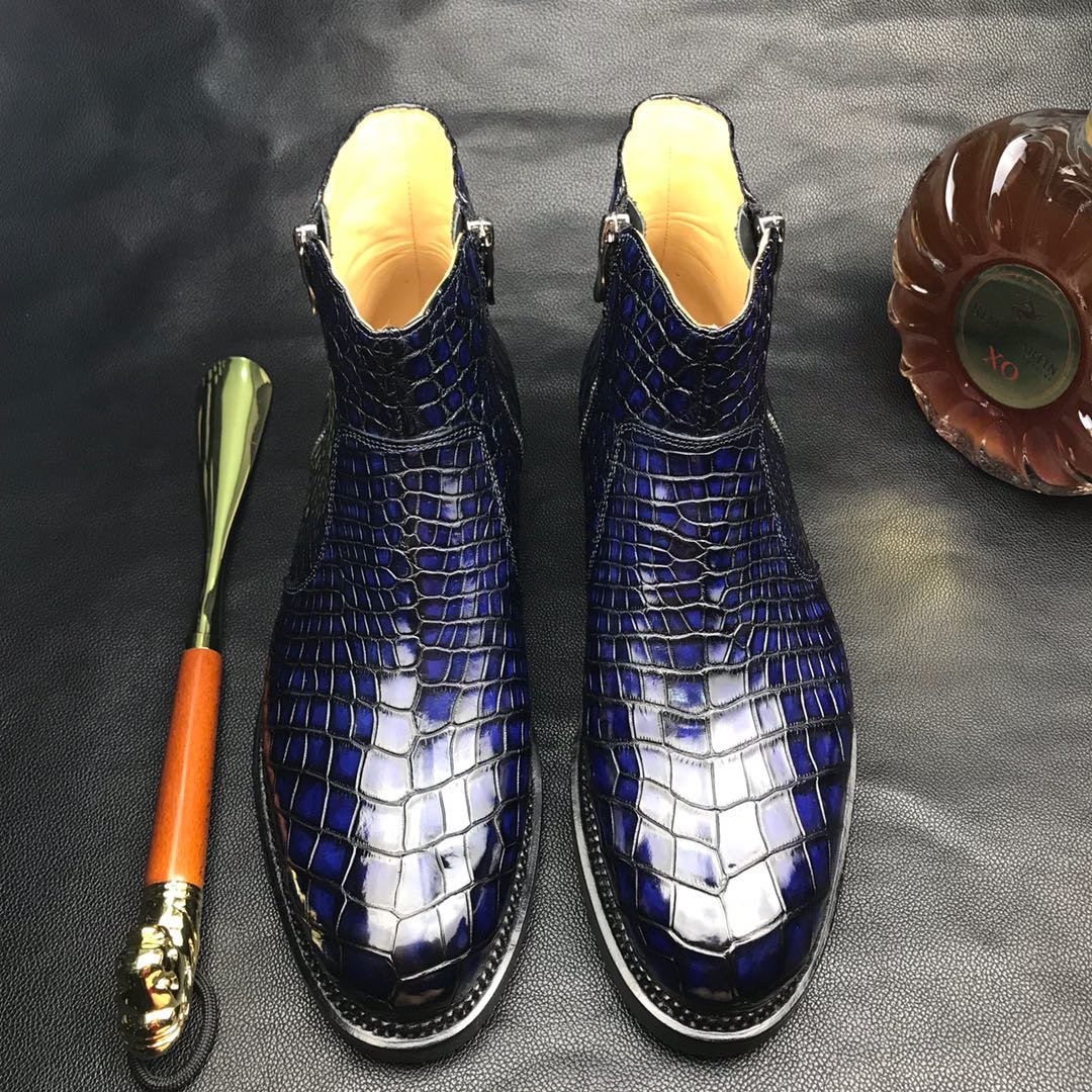 Genuine Crocodile Side Zipper Boots BMBAS12046