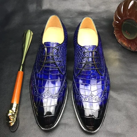 Crocodile Derby Lace Up Dress Shoes BMBAS12047