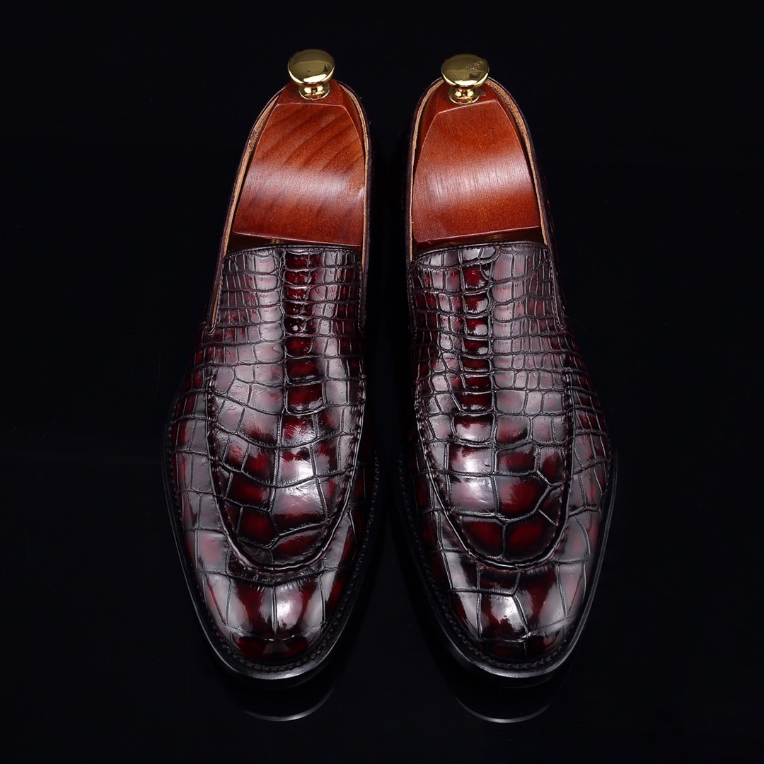 High-End Croc Leather Loafer Flat Shoes BMBAS12052