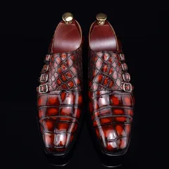 Monk Strap Shoes High-end Leather Crocodile Pattern Shoes BMBAS12054 image 1