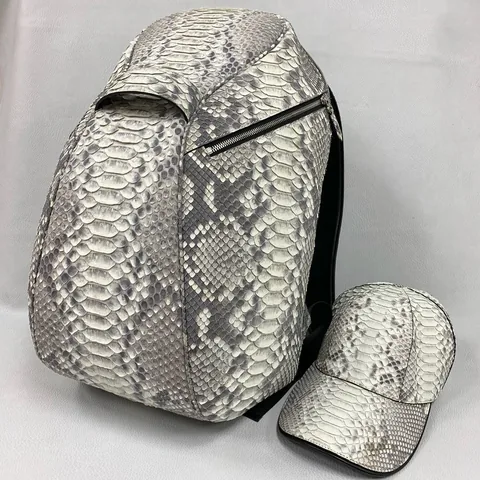 Python Leather Backpack Beige XMWPB12034