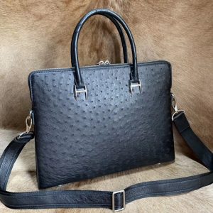 Full Grain Ostrich Leather Document Bag