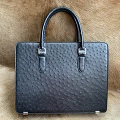 Ostrich Briefcase Bag Black Handbag XMBOB12010 image 1