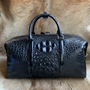 Crocodile Embossed Leather Travel Weekend Bag