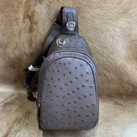 Men Ostrich Leather Chest Pack Bag XMBOB12011