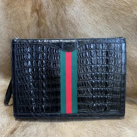 Crocodile Leather Zipper Pouch XMBAB12077