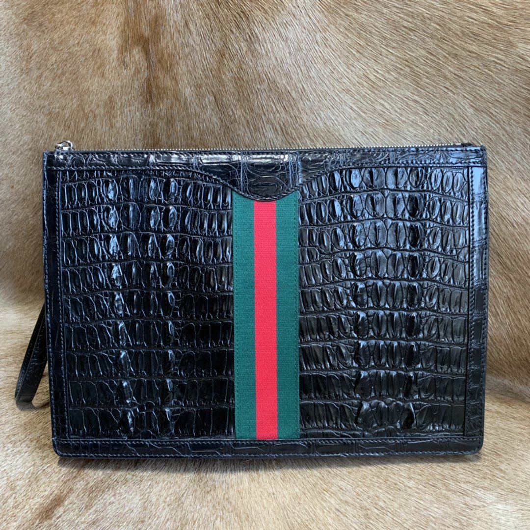 Crocodile Leather Zipper Pouch XMBAB12077