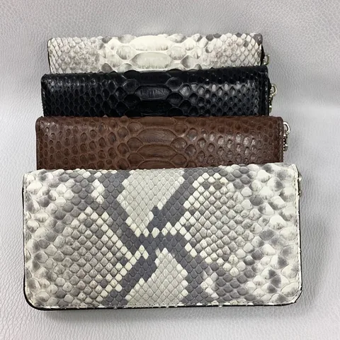 Python Leather Zip Clutch XMCPB12084