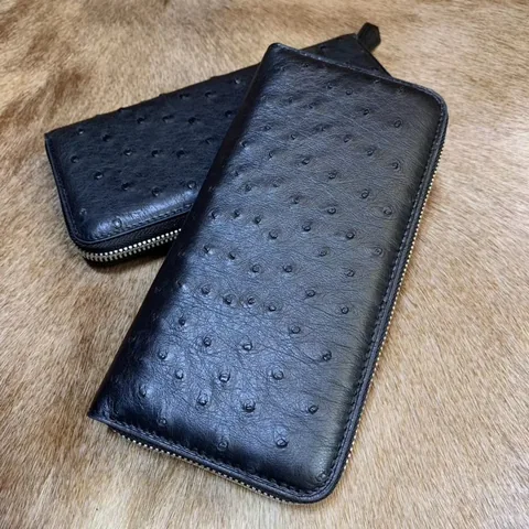 Men’s Long Business Ostrich Leather Wallet XMBOB12086