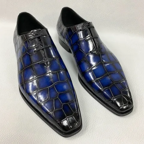 Glossy Alligator Pattern Oxfords Dress Shoes XMBAS12088