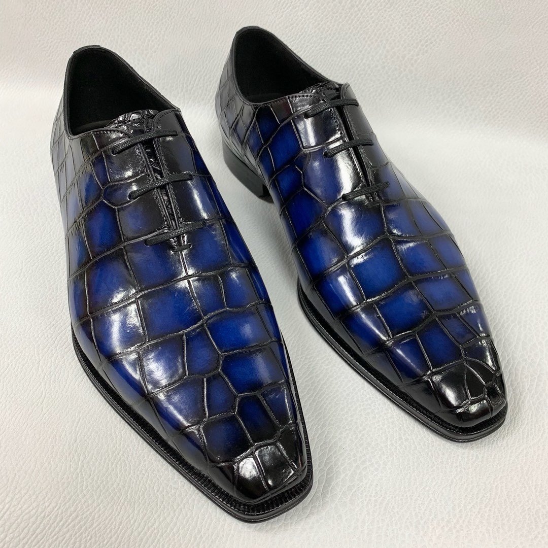 Glossy Alligator Pattern Oxfords Dress Shoes XMBAS12088