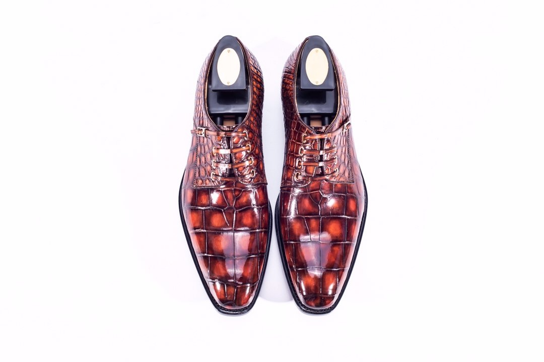 New Alligator Print Men’s Business Leather Shoes BMBAS12006