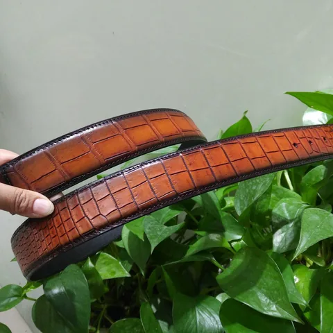 Brown Crocodile Skin Belt FMBCB12003