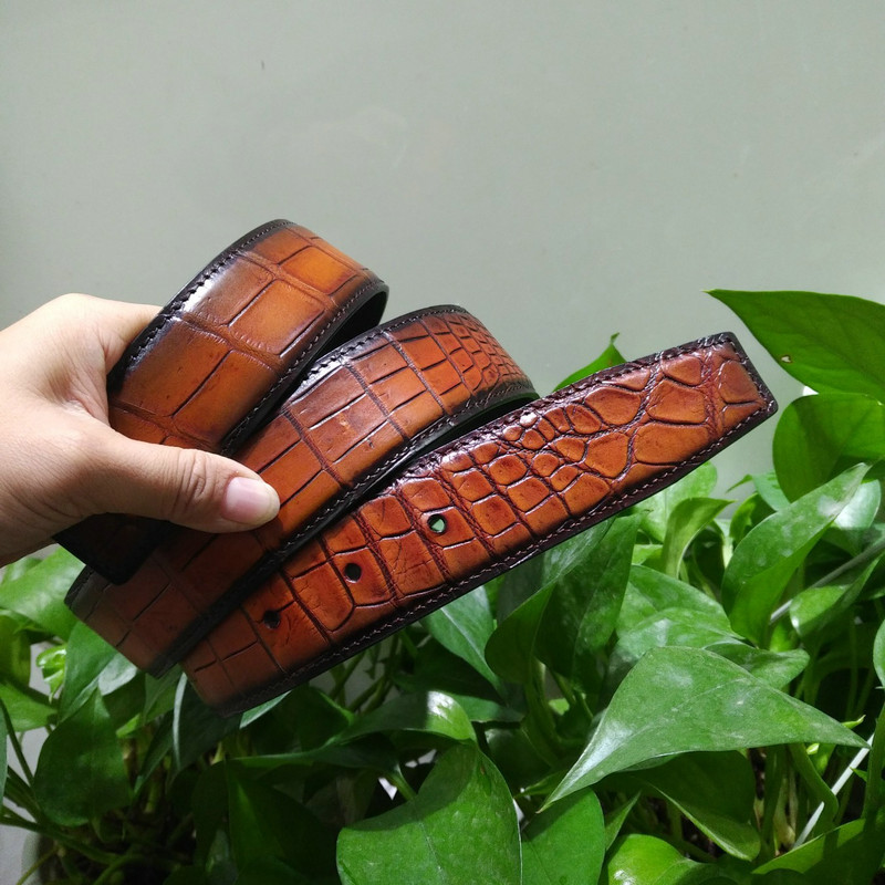 Brown Crocodile Skin Belt FMBCB12003 image 2