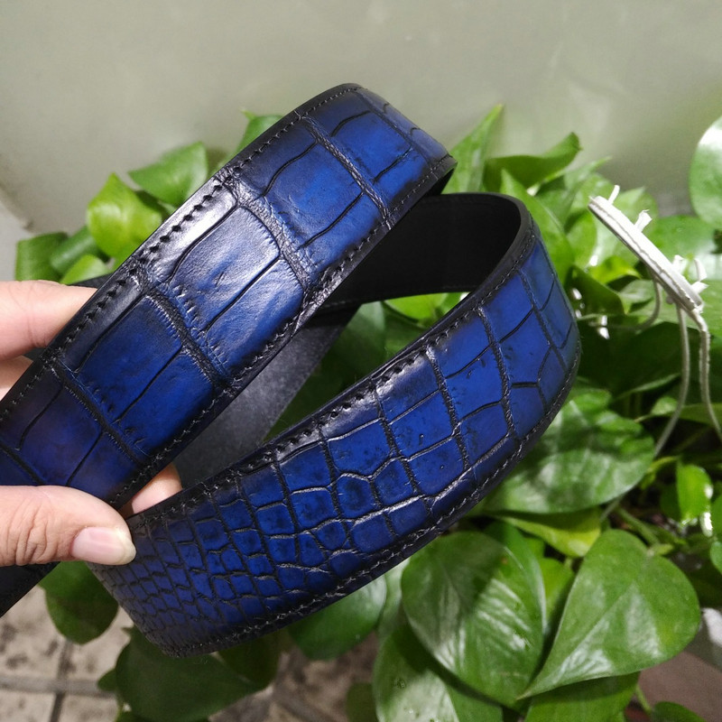 Blue Crocodile Leather Belts FMBAB12004 image 2
