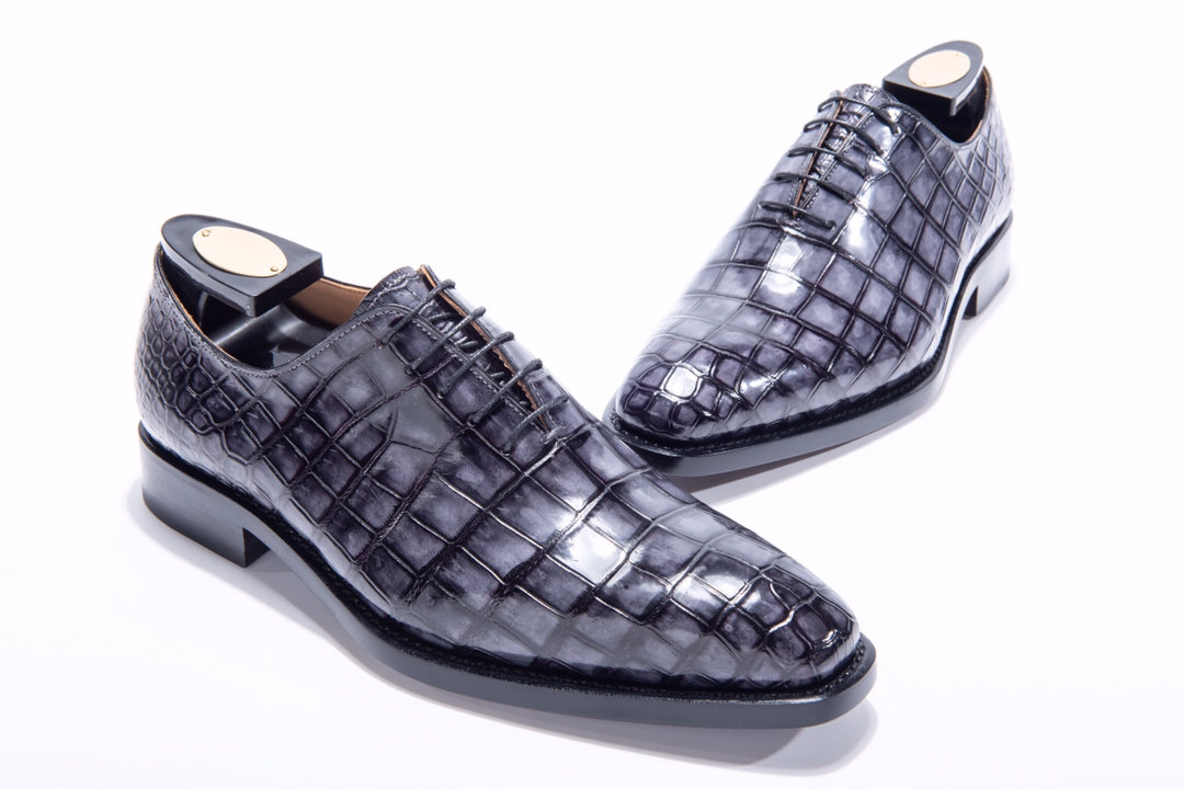 Men’s Low Top Oxford Crocodile Leather Lace Up Shoes BMBAS12012 image 9