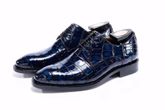 Blue Genuine Crocodile Derby Shoes BMBAS12019 image 4