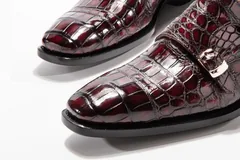 Men’s Crocodile Cap Toe Double Monk Strap Shoes BMBAS12021 image 3