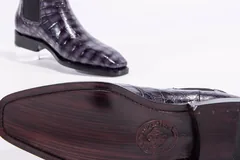 Men’s Crocodile Pointy Toe Pull On Ankle Booties BMPAS12024 image 4