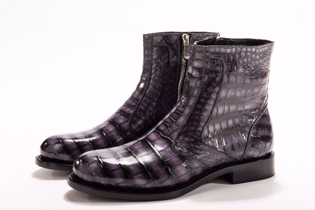Men’s Side Zipper Crocodile Print Ankle High Top Boots BMPAS12025 image 4