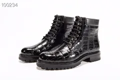 Men Fashion Crocodile Lace-up Boots BMBAS12031 image 3